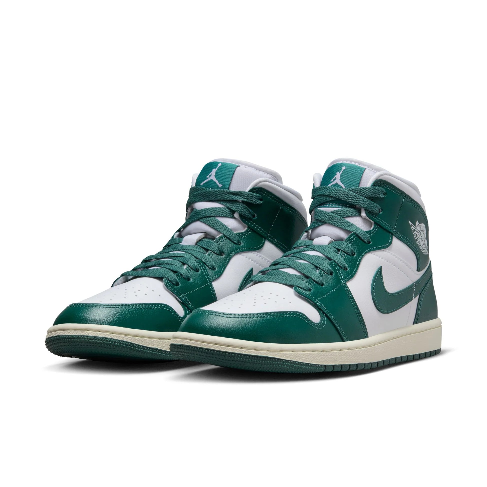 Green and white jordan ones best sale